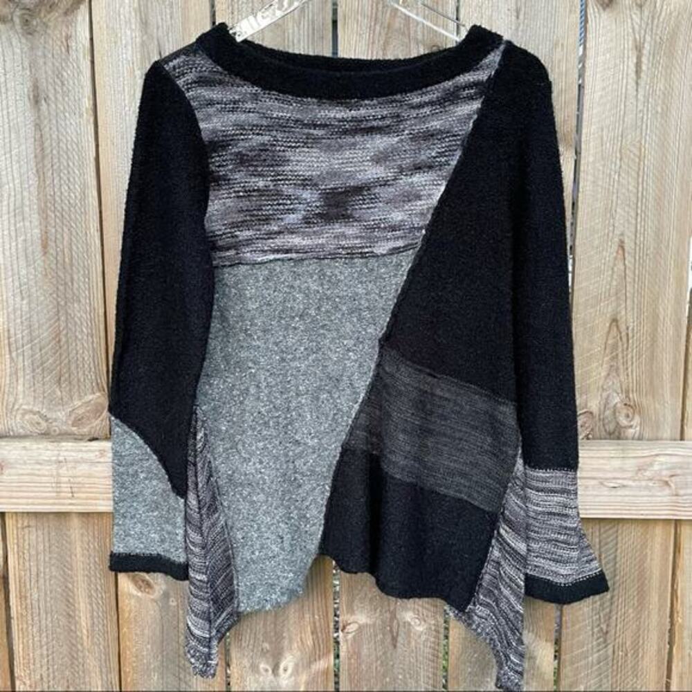 Curio New York Wool‎ Blend Sweater Patchwork Colorblock Boho Pullover Size XL